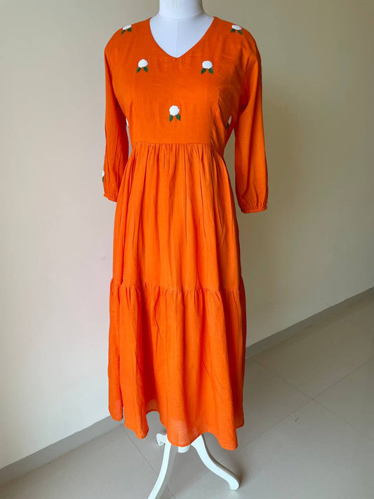 Sutra Orange Knot Dress