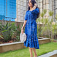 Blue and white lined dress