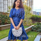 Blue and white lined dress