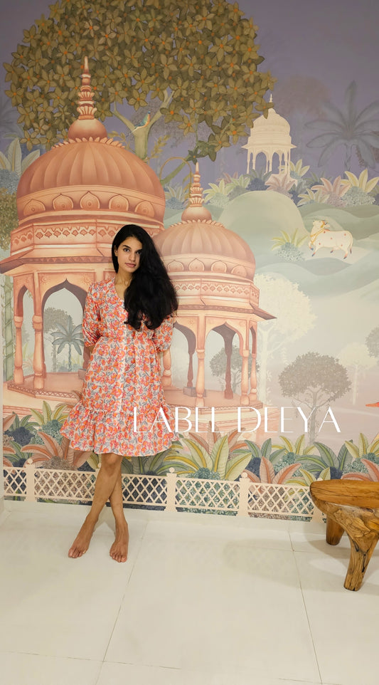 Pink and grey floral dress