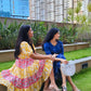 Yellow and pink floral hue dress