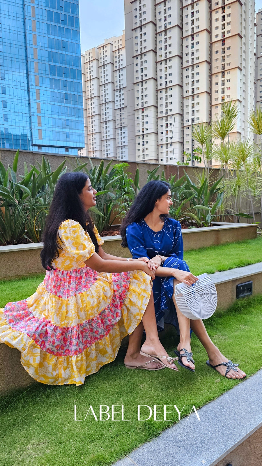 Yellow and pink floral hue dress