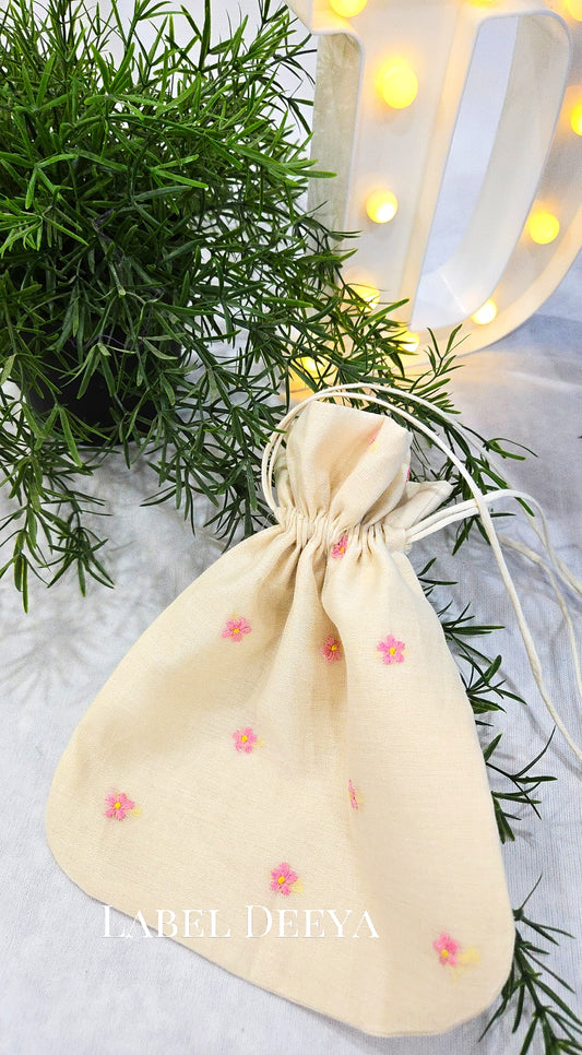 Soft pink petals - Potli bag