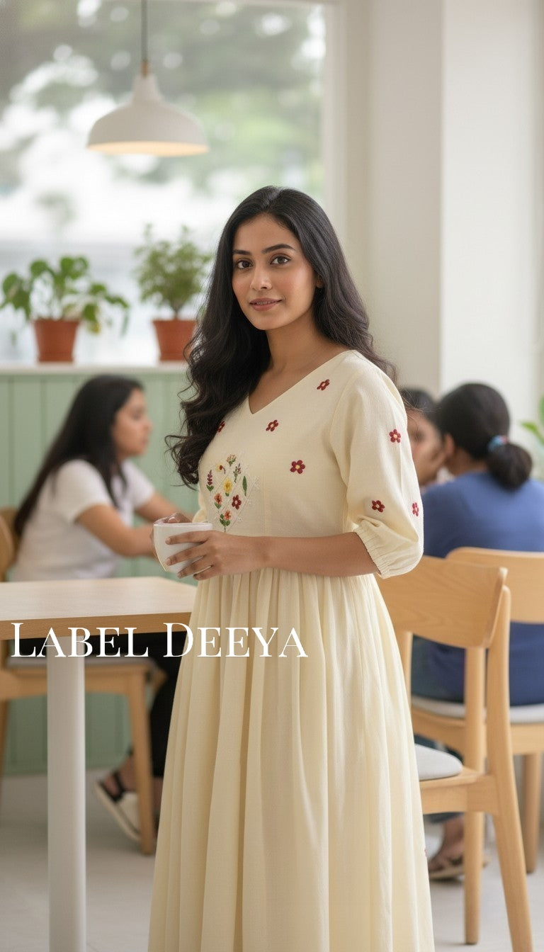 Red flowers chanderi elegance