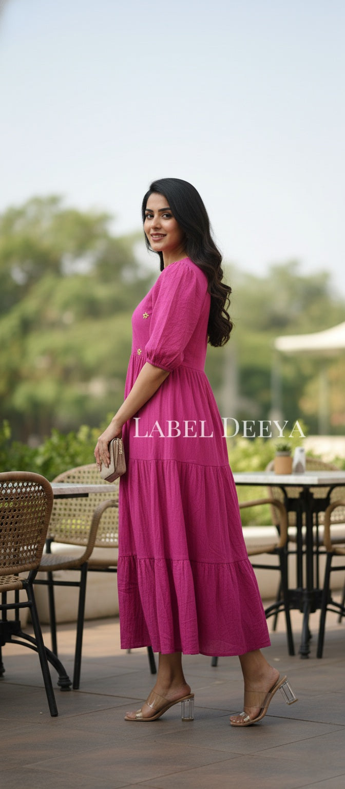 Sutra Yellow flower mul dress