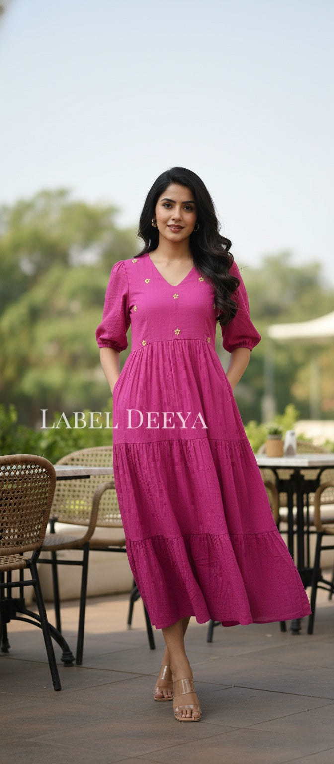 Sutra Yellow flower mul dress