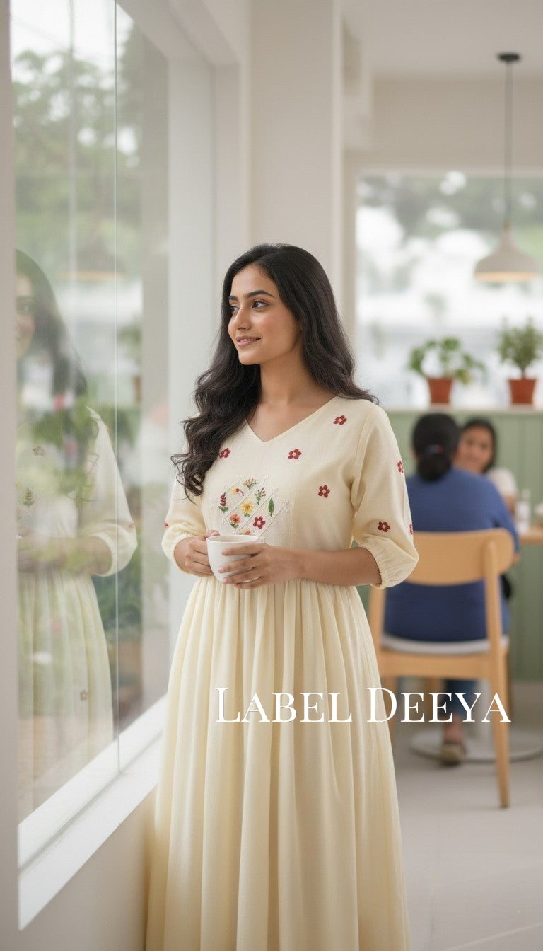 Red flowers chanderi elegance