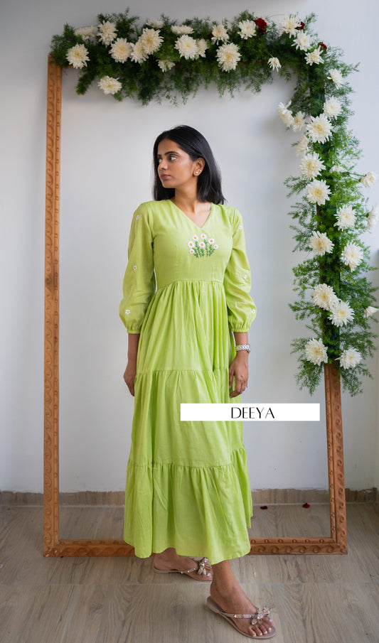 Sutra Sunflower Green Dress